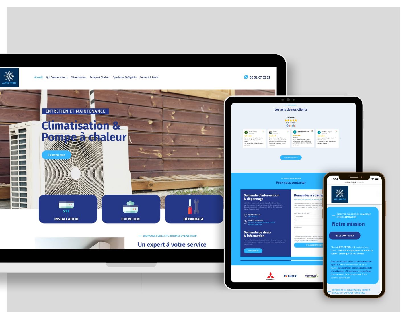 Création site internet climatisation : Alpes Froid